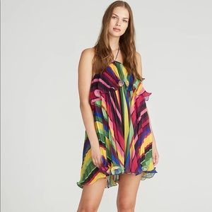AMUR Sevyn Mini Halter Dress in Vibrant Colorful Stripe ✨NWT✨